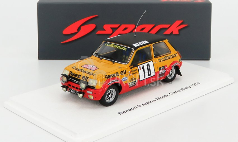 Spark-model Renault R5 Alpine N 16 Rally Montecarlo 1979 G.frequelin - J.delaval 1:43 Yellow Red Matte Black