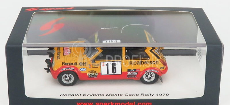 Spark-model Renault R5 Alpine N 16 Rally Montecarlo 1979 G.frequelin - J.delaval 1:43 Yellow Red Matte Black