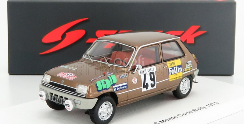 Spark-model Renault R5 Ls N 49 Rally Montecarlo 1975 A.follin - P.bertrand 1:43 Brown