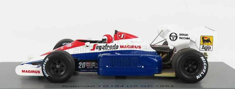 Spark-model Toleman F1 Tg184 N 20 Usa Gp 1984 J.cecotto 1:43 Modrá biela červená