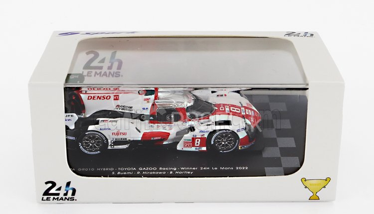 Spark-model Toyota Gr010 3.5l Turbo Hybrid V6 Team Toyota Gazoo Racing N 8 Winner 24h Le Mans 2022 S.buemi - B.hartley - R.hirakawa 1:87 Biela Červená Sivá