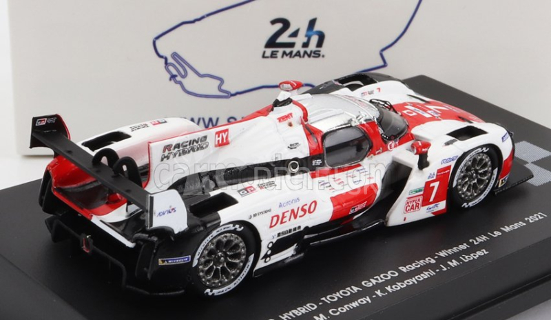 Spark-model Toyota Gr010 3.5l V6 Twin Turbo Hybrid Team Gazoo Racing N 7 Winner 24h Le Mans 2021 M.conway - K.kobayashi - J.m.lopez 1:87 Biela červená