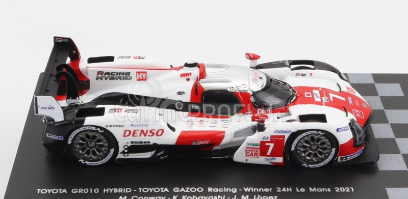 Spark-model Toyota Gr010 3.5l V6 Twin Turbo Hybrid Team Gazoo Racing N 7 Winner 24h Le Mans 2021 M.conway - K.kobayashi - J.m.lopez 1:87 Biela červená