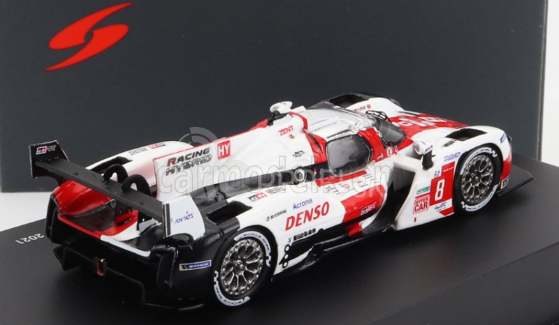 Spark-model Toyota Gr010 3.5l V6 Twin Turbo Hybrid Team Gazoo Racing N 8 2nd 24h Le Mans 2021 S.buemi - N.nakajima - B.hartley 1:87 Biela červená