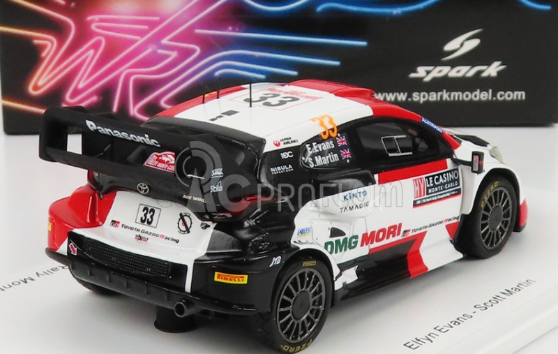 Spark-model Toyota Yaris Gr Rally1 Team Toyota Gazoo Racing Wrt N 33 Rally Montecarlo 2022 E.evans - S.martin 1:43 Biela červená čierna