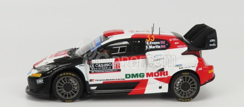 Spark-model Toyota Yaris Gr Rally1 Team Toyota Gazoo Racing Wrt N 33 Rally Montecarlo 2022 E.evans - S.martin 1:43 Biela červená čierna