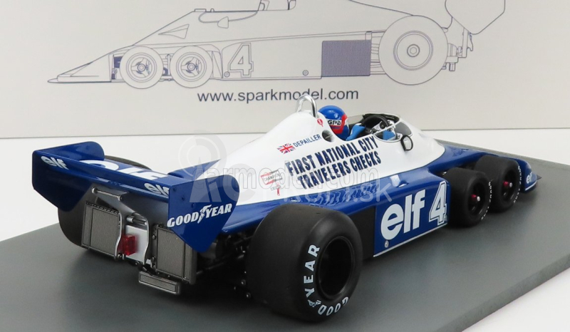 Spark-model Tyrrell F1 P34 Elf N 4 3rd South African Gp 1977 P.depailler 1:18 Blue White