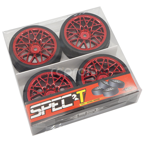 Spec T LS Wheel Offset 3 Red w/Tire 4ks pre 1/10 Road