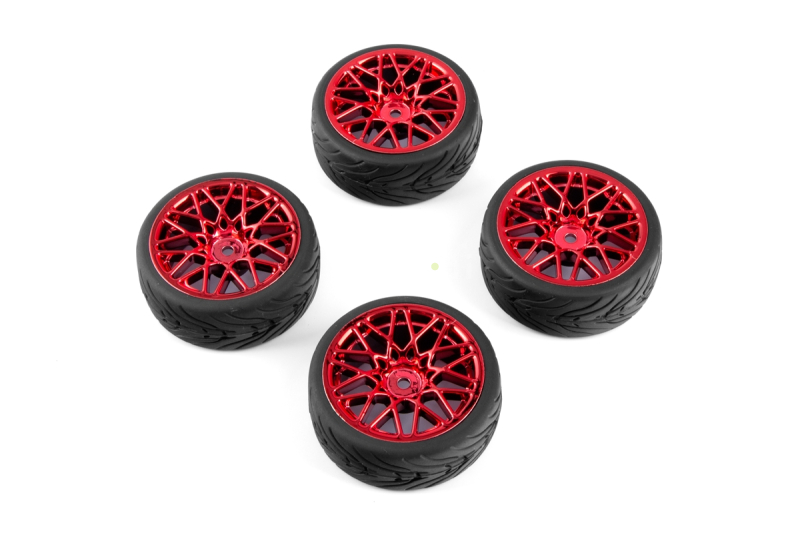 Spec T LS Wheel Offset 3 Red w/Tire 4ks pre 1/10 Road