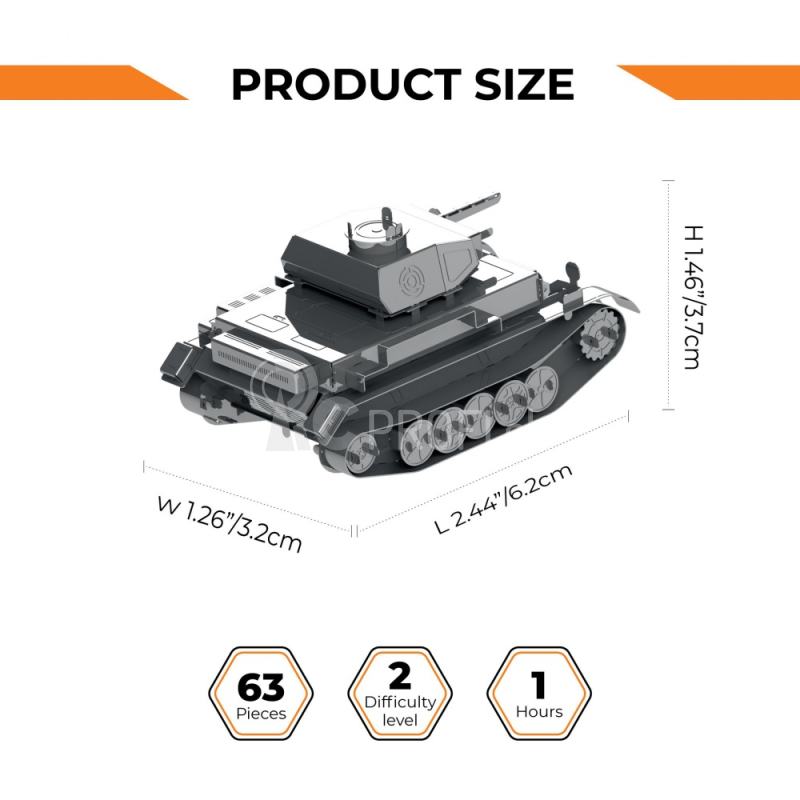 Oceľová stavebnica tank Pz.Kpfw. II Ausf.G