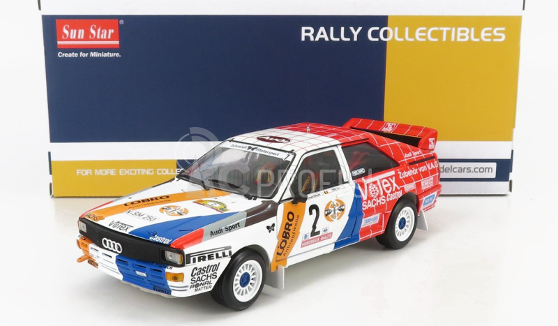 Sun-star Audi Quattro A1 N 2 Winner Rally International Avd/sth Hunsruck 1984 H.demuth - W.lux 1:18 Červená biela