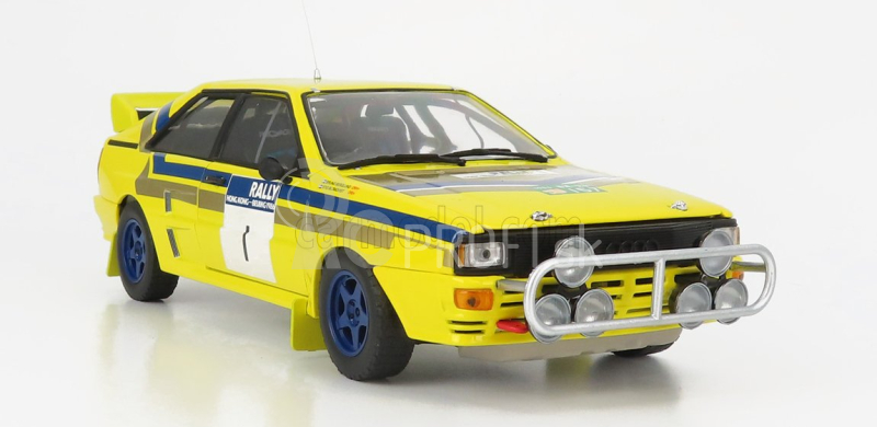 Sun-star Audi Quattro (nočná verzia) N 1 Víťaz Rally Hongkong-Peking 1986 Stig Blomqvist - Bruno Berglund 1:18 Žltá Modrá