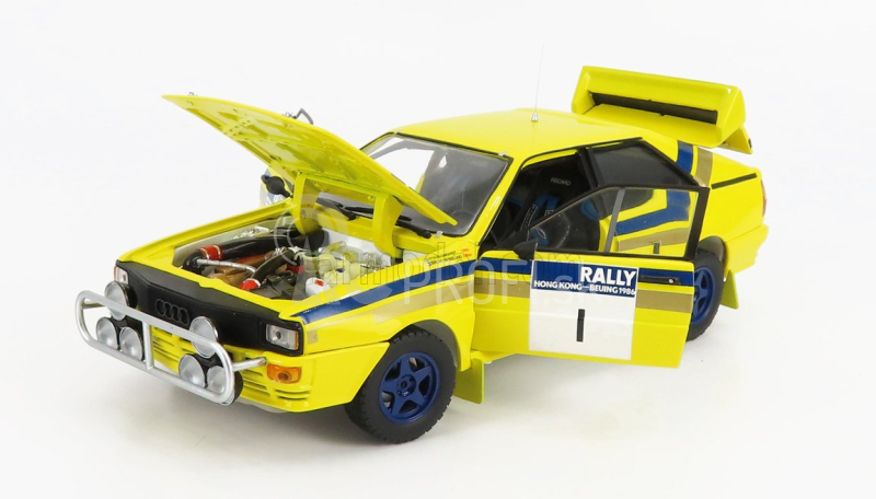 Sun-star Audi Quattro (nočná verzia) N 1 Víťaz Rally Hongkong-Peking 1986 Stig Blomqvist - Bruno Berglund 1:18 Žltá Modrá