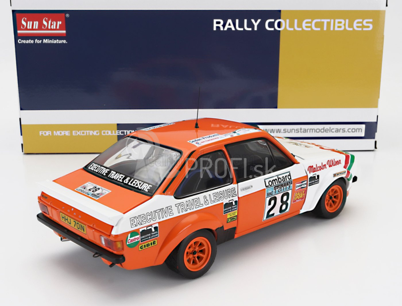 Sun-star Ford england Escort Mkii Rs 1800 (nočná verzia) Castrol N 28 Rally Rac Lombard 1978 Malcolm Wilson - Ron Palmer 1:18 White Orange