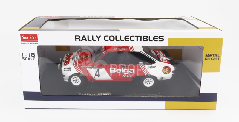 Sun-star Ford england Escort Rs 1800 (nočná verzia) N 4 4th Rally Lotto Haspengouw 1981 R.droogmans - R.joosten 1:18 červená biela