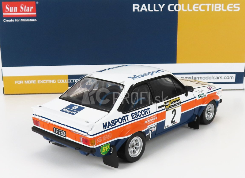 Sun-star Ford england Escort Rs1800 (nočná verzia) N 2 2nd Rally South Pacific New Zealand 1977 A.vatanen - J.scott 1:18 Biela oranžová modrá