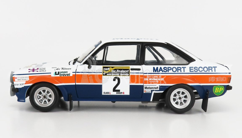 Sun-star Ford england Escort Rs1800 (nočná verzia) N 2 2nd Rally South Pacific New Zealand 1977 A.vatanen - J.scott 1:18 Biela oranžová modrá