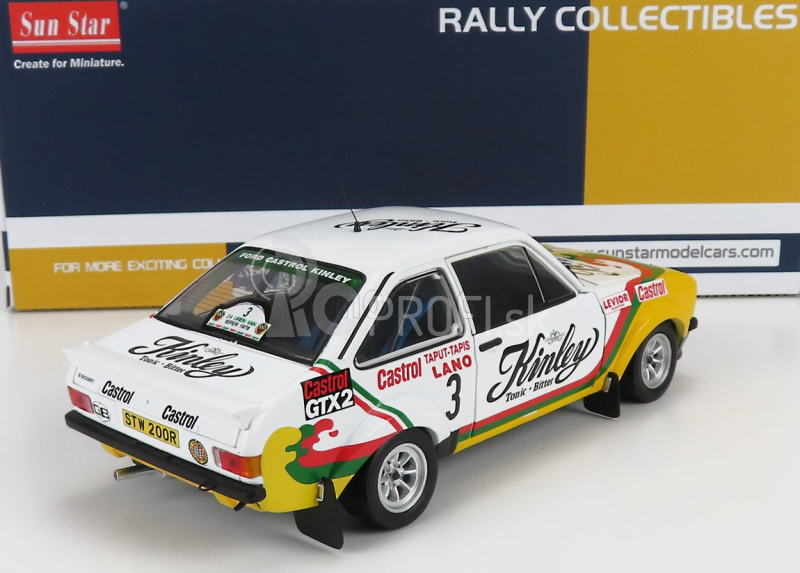 Sun-star Ford england Escort Rs1800 (nočná verzia) N 3 2nd Rally 24h Ypres 1978 G.staepelaere - F.franssen 1:18 Biela Žltá