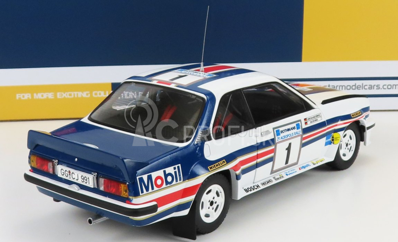 Sun-star Opel Ascona 400 N 1 2nd Rally Acropolis 1982 W.rohrl - C.geistdorfer 1:18 Biela modrá červená