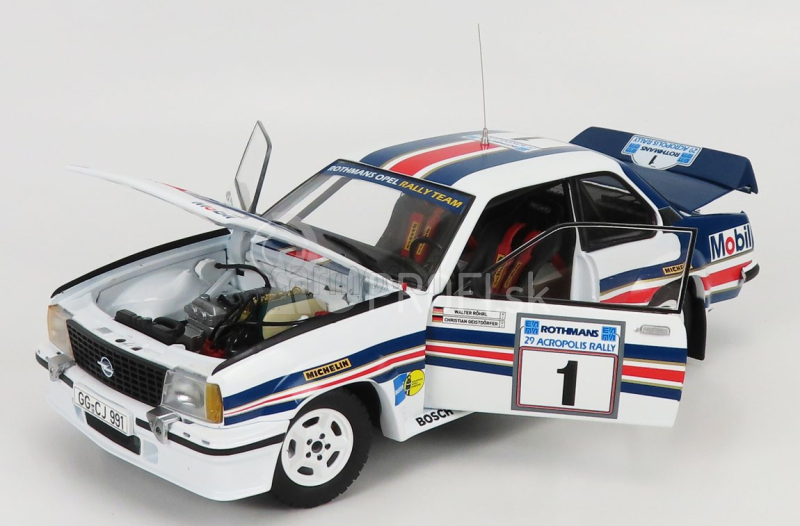 Sun-star Opel Ascona 400 N 1 2nd Rally Acropolis 1982 W.rohrl - C.geistdorfer 1:18 Biela modrá červená