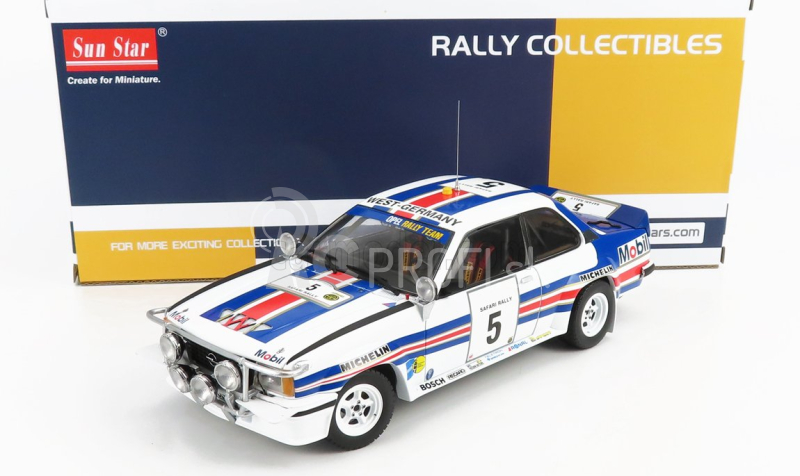 Sun-star Opel Ascona 400 (nočná verzia) N 5 Rally Safari 1982 W.rohrl - C.geistdorfer 1:18 Biela modrá červená