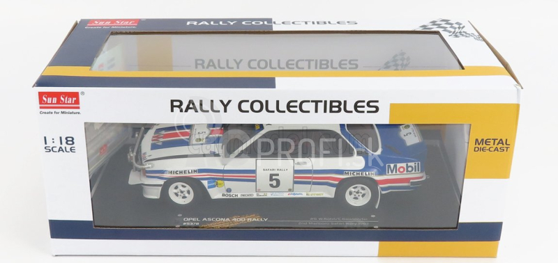 Sun-star Opel Ascona 400 (nočná verzia) N 5 Rally Safari 1982 W.rohrl - C.geistdorfer 1:18 Biela modrá červená