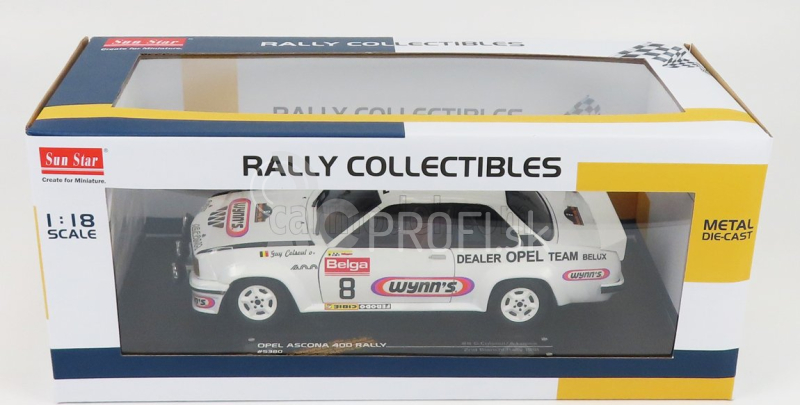 Sun-star Opel Ascona 400 (nočná verzia) N 8 2nd Rally Bianchi 1981 G.colsoul - A.lopes 1:18 Biela