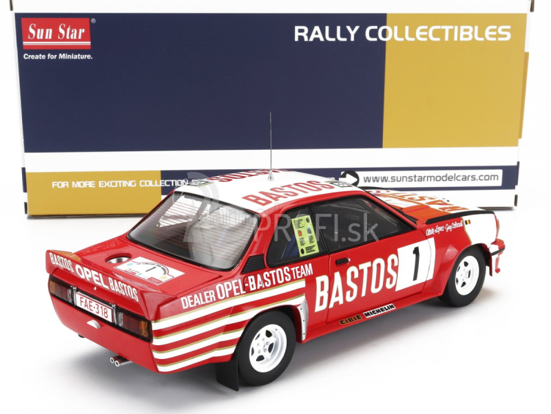 Sun-star Opel Ascona 400 Rally Bastos N 1 2nd Rally Circuit Des Ardennes 1983 Guy Colsoul - Alain Lopes 1:18 Červená Biela