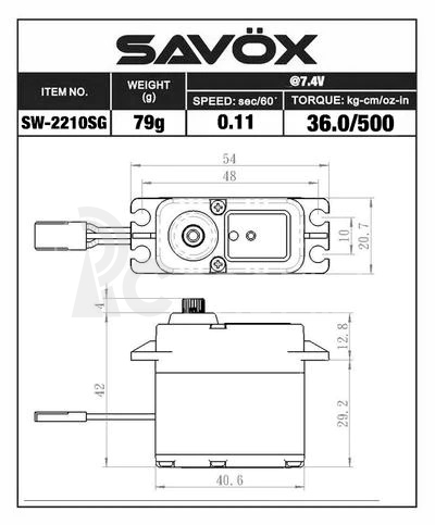 SW-2210SG+ BRUSHLESS BLACK WATERPROOF HiVOLT Digitálne servo (45kg-0,10s/60°)