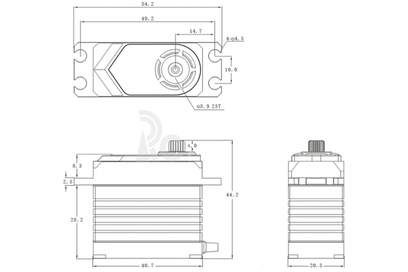 T45 HiVOLT CORELESS Digitálne servo (45 kg-0,13s/60°)