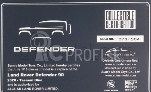 Takmer skutočný Land rover New Defender 90 2020 1:18 Tasman Blue