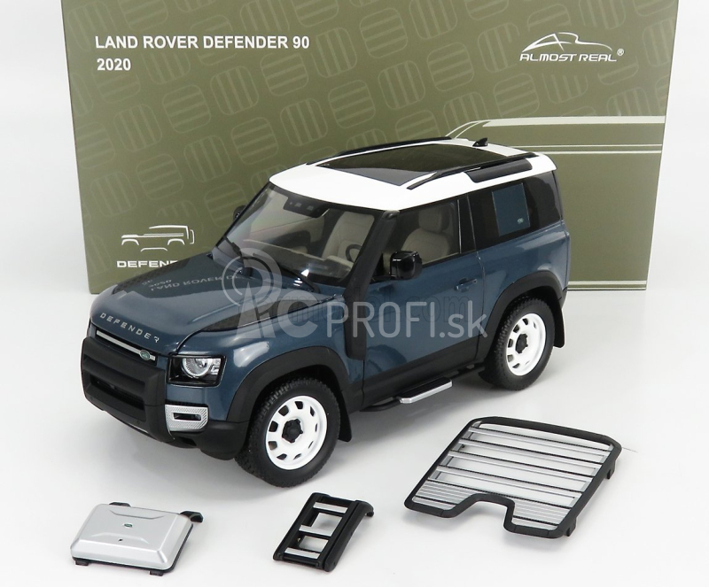 Takmer skutočný Land rover New Defender 90 2020 1:18 Tasman Blue