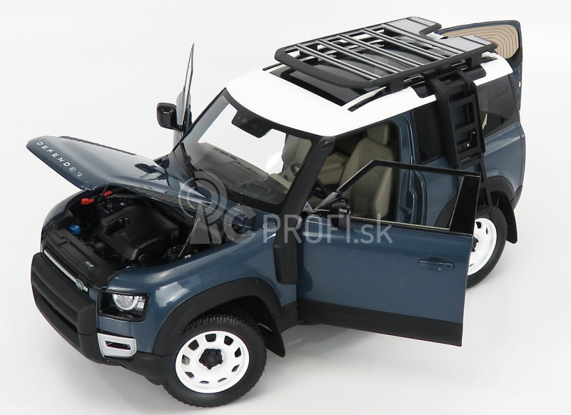 Takmer skutočný Land rover New Defender 90 2020 1:18 Tasman Blue