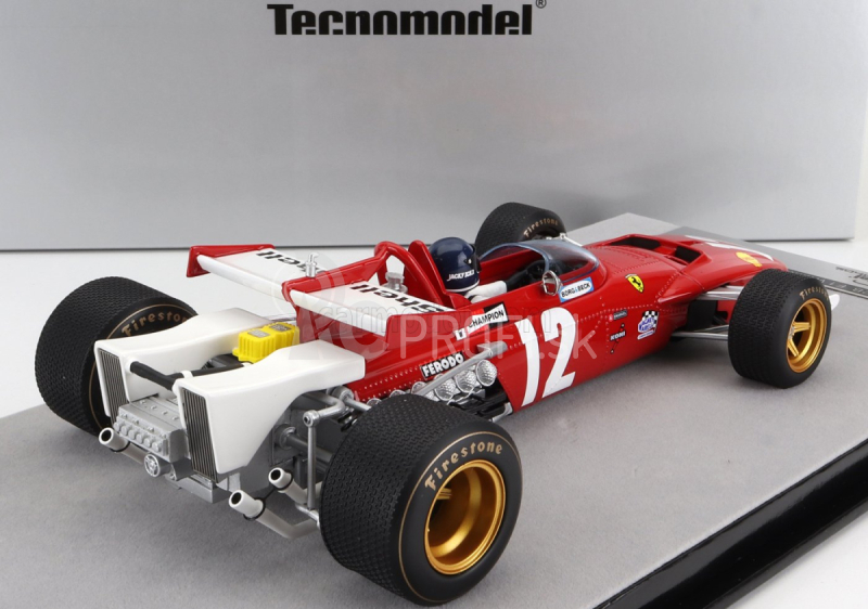 Tecnomodel Ferrari F1 312b N 12 Winner Austria Gp (s figúrkou pilota) 1970 Jacky Ickx 1:18 červená biela