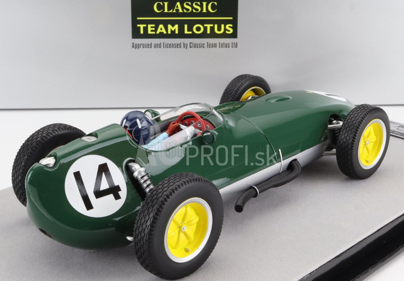 Tecnomodel Lotus F1 16 N 14 Dutch Gp (s figúrkou pilota) 1959 Graham Hill 1:18 British Racing Green Silver