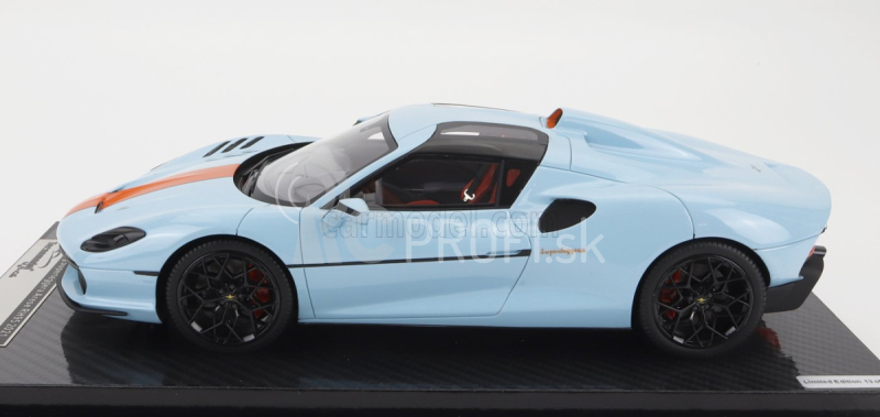 Tecnomodel Touring Superleggera Arese Rh95 (podvozok a motor F-12) 2021 1:18 Light Blue Orange - Farby zálivu