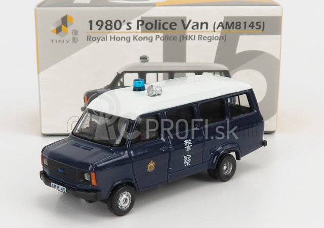 Tiny toys Ford england Transit Mkii Minibus Police 1980 1:76 Modrá biela
