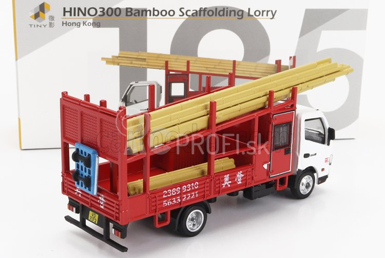Tiny toys Hino 195 Bamboo Scaffolding Truck 2010 1:64 Bielo-červená