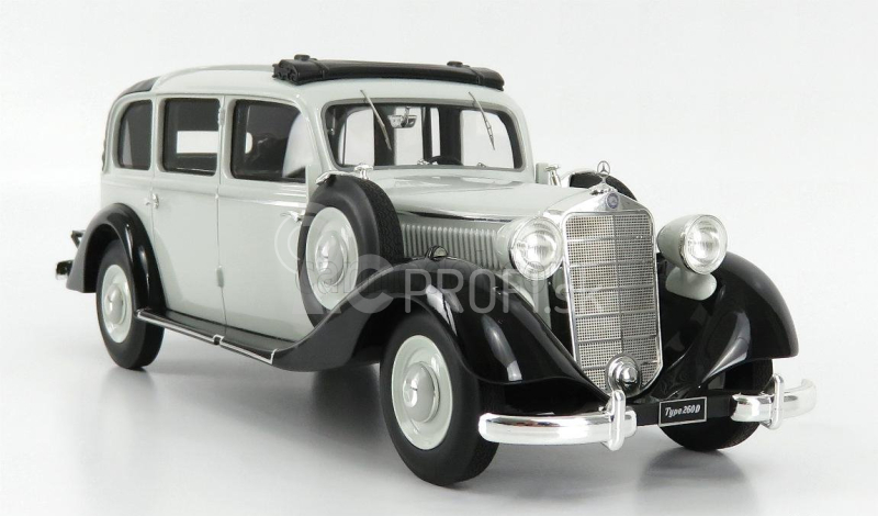 Triple9 Mercedes Benz 260d Pullman Landaulet Otvorená strecha 1936 1:18 Sivá čierna