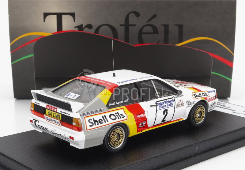 Trofeu Audi Quattro Sport N 2 Manx Isle Of Man Rally 1985 H.demuth - E.radaelli 1:43 Biela červená žltá