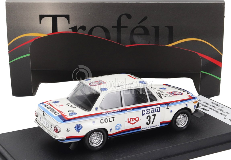 Trofeu BMW 2002 (nočná verzia) N 37 Rally 1000 Lakes 1974 Heikki Enomaa - Matti Hankavaara 1:43 Biela modrá červená