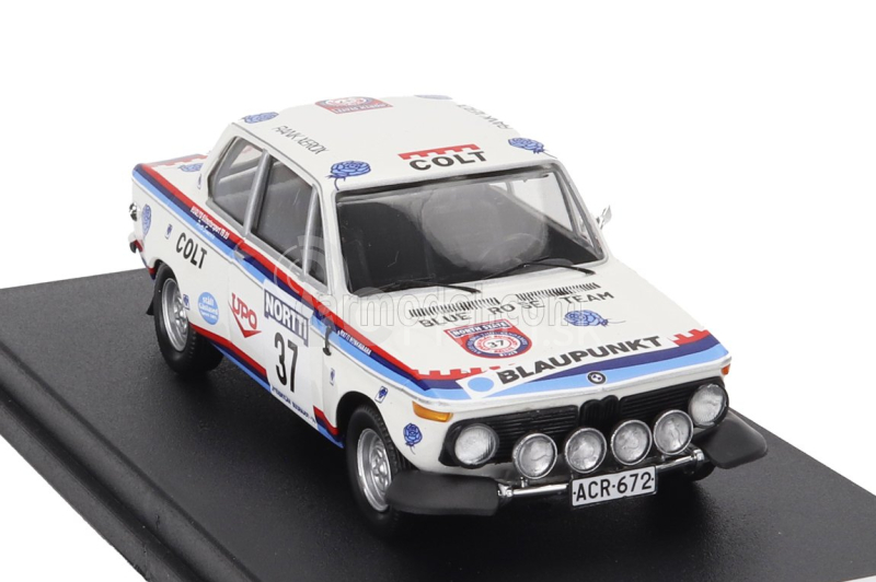 Trofeu BMW 2002 (nočná verzia) N 37 Rally 1000 Lakes 1974 Heikki Enomaa - Matti Hankavaara 1:43 Biela modrá červená