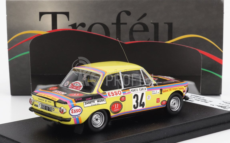 Trofeu BMW 2002ti (nočná verzia) N 34 Rally Montecarlo 1975 P.bos - C.durkaleck 1:43 Žltá Čierna