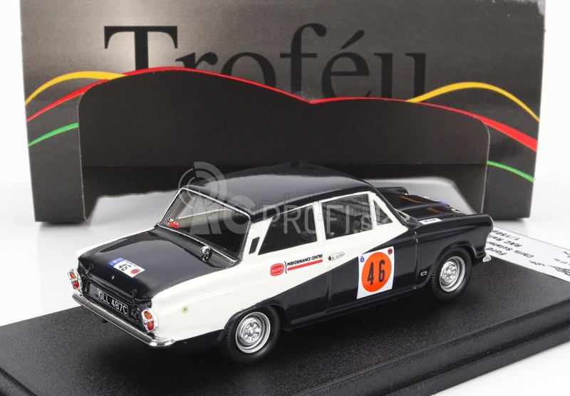 Trofeu Ford england Cortina Lotus (nočná verzia) N 46 Rac Rally Lombard 1968 Chris Sciater - Martin Holmes 1:43 Čierna biela