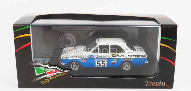 Trofeu Ford england Escort Mki N 55 Rally Rac 1974 J.taylor - J.chitty 1:43 Biela Modrá