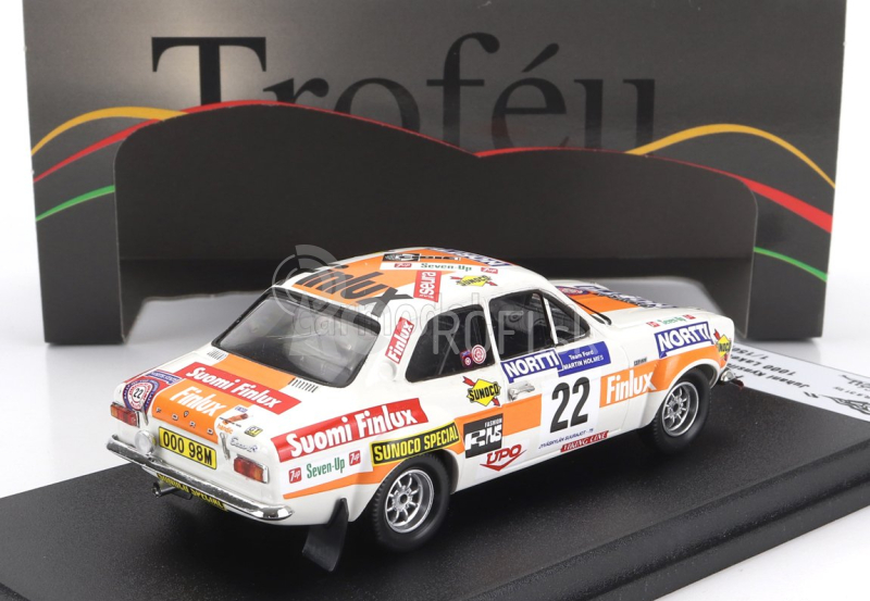 Trofeu Ford england Escort Mki (nočná verzia) N 22 Rally 1000 Lakes 1975 Juhani Kynsilehto - Martin Holmes 1:43 Bielo žltá