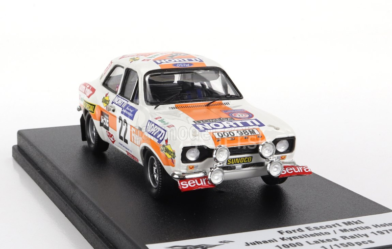 Trofeu Ford england Escort Mki (nočná verzia) N 22 Rally 1000 Lakes 1975 Juhani Kynsilehto - Martin Holmes 1:43 Bielo žltá