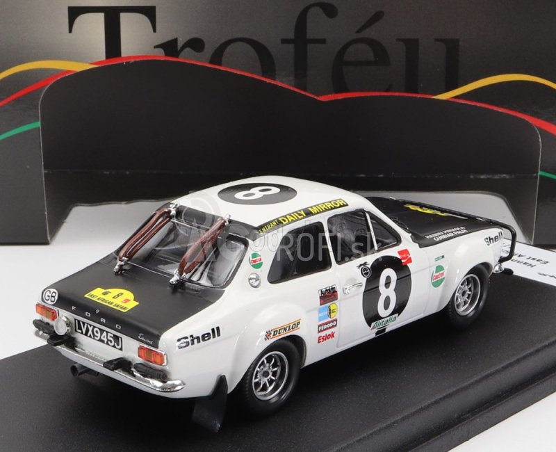 Trofeu Ford england Escort Mki (nočná verzia) N 8 Rally East African Safari 1971 H.mikkola - G.palm 1:43 Biela matná čierna