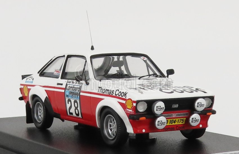 Trofeu Ford england Escort Mkii N 28 Rally Rac Lombard 1980 S.van Der Merwe - F.boshoff 1:43 Biela červená