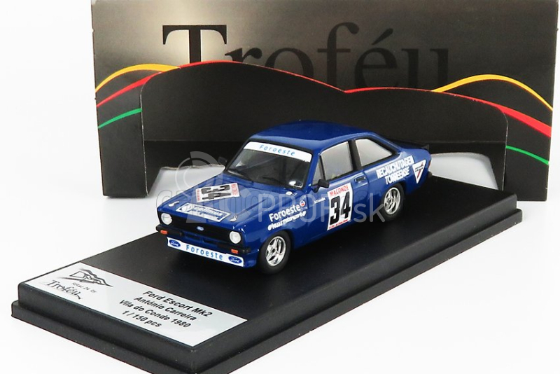 Trofeu Ford england Escort Mkii N 34 Rally Vila Do Conde 1980 A.carreira 1:43 Modrá